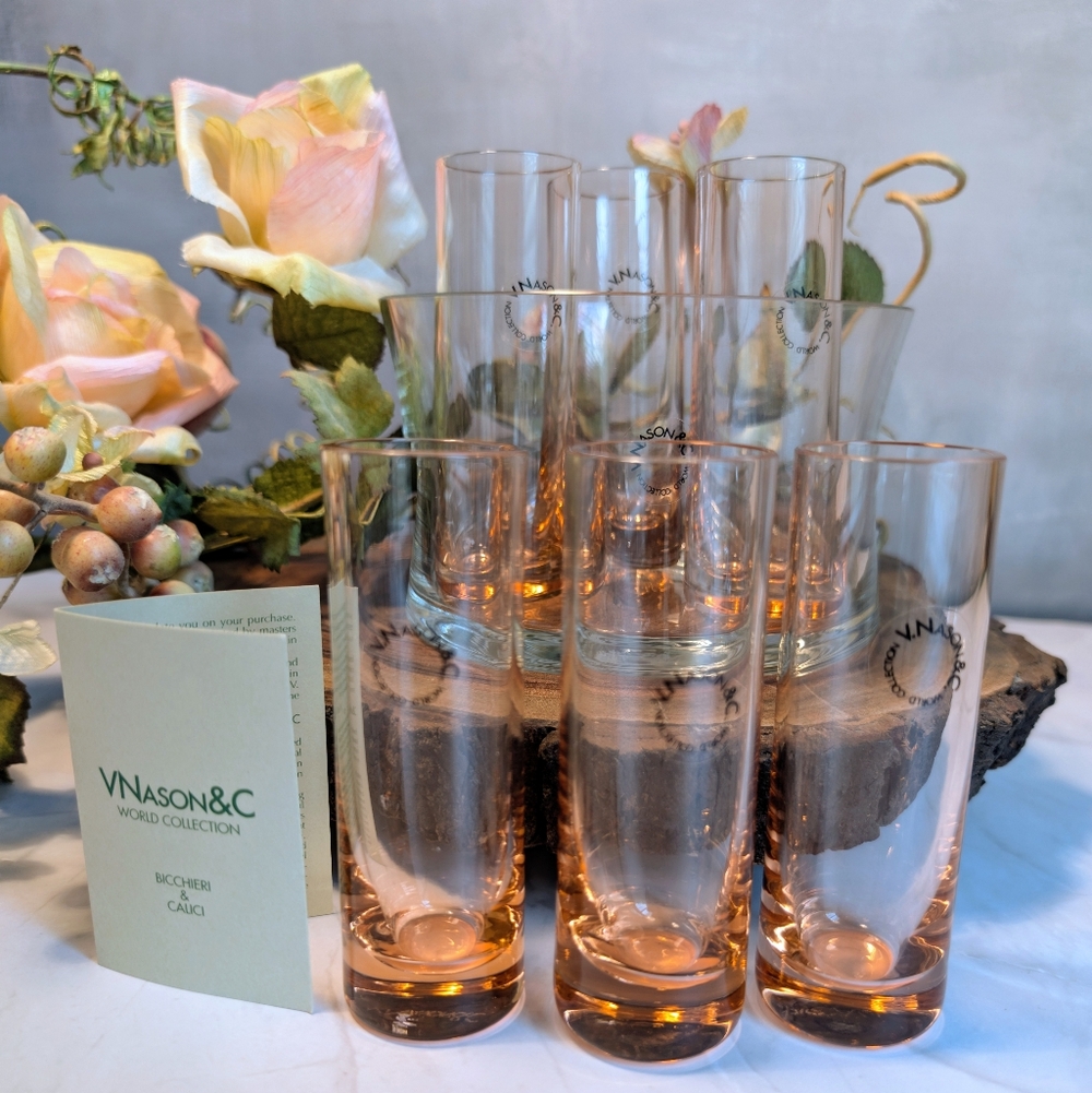Italian Murano Glass Cordial Shot Glasses Set with Ice Bucket - Picture 3 of 4